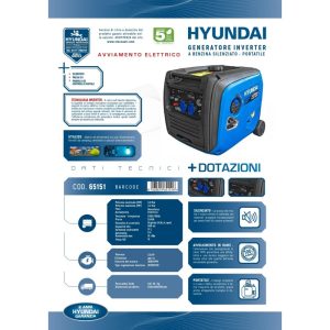 Generatore Hyunday ad inverter a benzina 3750i (cod. 65151) 3.0Kw - immagine 6