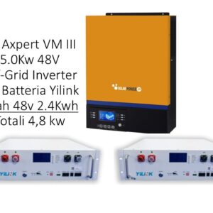 Kit SP24 Axpert VM III 5.0Kw 48V Off-Grid Inverter + 2 Batterie Yilink 50AH 48V totali 4.8Kw accumulo