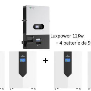 Kit LuxPower Tek Inverter SNA12000 SNA12Kw 48V Ibrido Off-Grid, Mppt 24kw, + 4 batterie Ufo Power da 9,6 kw (totale 38,40 kw)