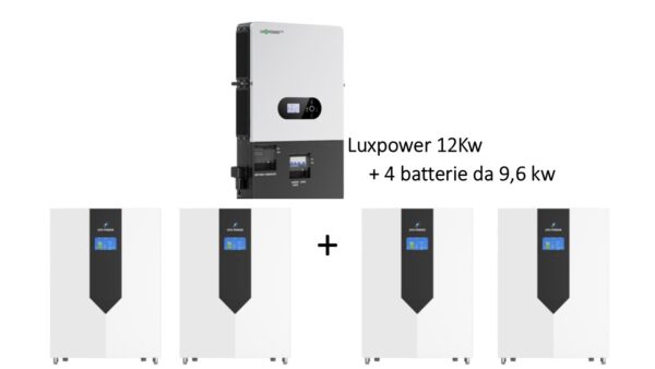 immagine luxpower 12kw + 4 batterie ufo da 9,6 kw