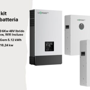 KIT LuxPower Tek Inverter SNA6000 6Kw 48V Ibrido Off-Grid + 2 Batterie PowerGem Luxpower 5.12kWh al Litio – 51.2V tot 10.24Kw