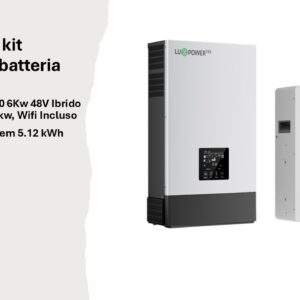 KIT LuxPower Tek Inverter SNA6000 6Kw 48V Ibrido Off-Grid + 1 Batteria PowerGem Luxpower 5.12kWh al Litio – 51.2V