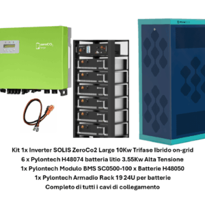 Inverter SOLIS ZeroCo2 Large 10Kw Trifase Ibrido on-grid + 6 batterie HV 21.3KWh