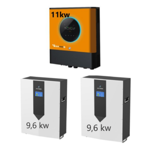 Kit inverter SP24 Axpert Max II 11Kw Twin 11000 Watt 48 Volt Off Grid Isola Solare + 2 Batterie UFO Power WALL LifePO4 200ah 48 volt 9.6kw (tot 19,2 kw)