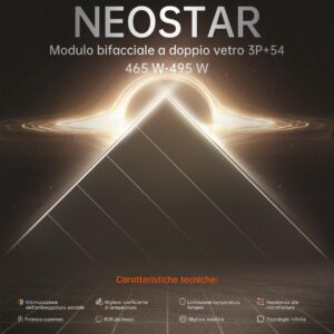 AIKO NEOSTAR 3P+54 A485-MCE54DW 485W Pannello Solare - Doppio vetro Bifacciale - immagine 3